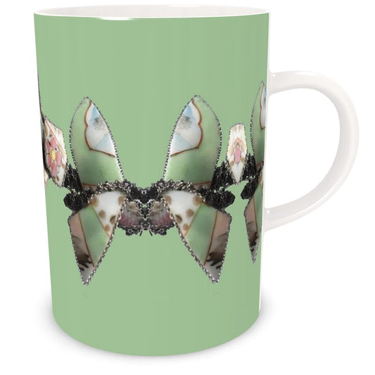 'Blossoms' - Bone China Mug in Mint Green