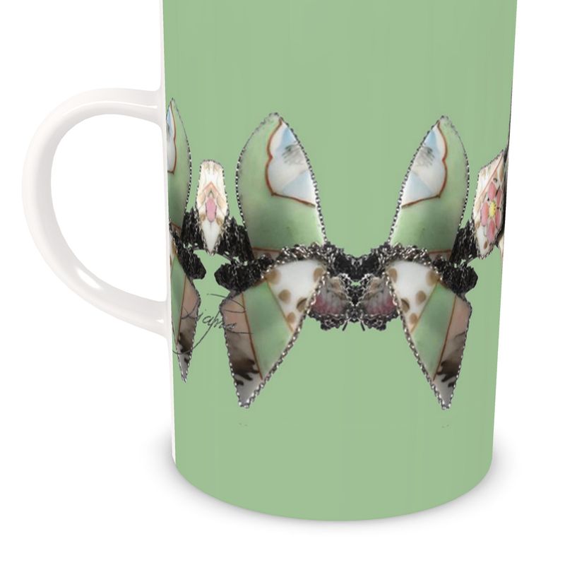'Blossoms' - Bone China Mug in Mint Green