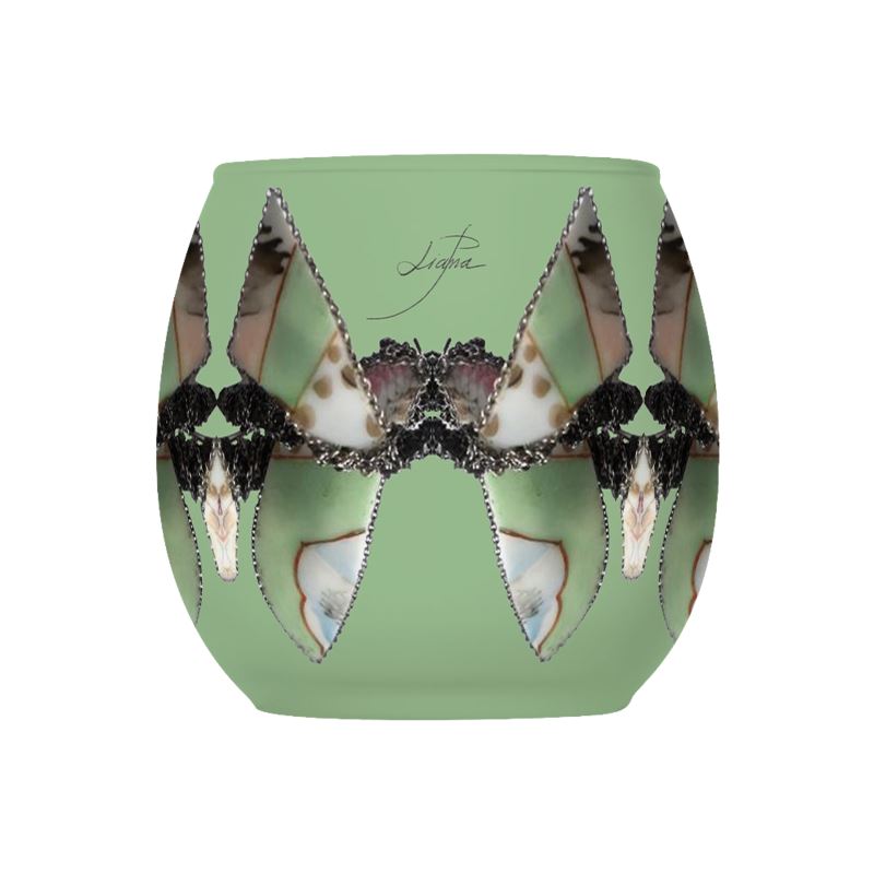 'Blossoms' - Kaleidoscope Glass Tealight Holders in Mint Green (Pack of 3)