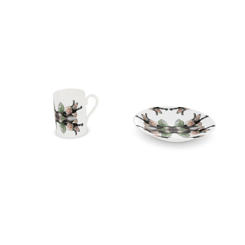 'Blossoms' - Small Espresso Cup and Saucer in White