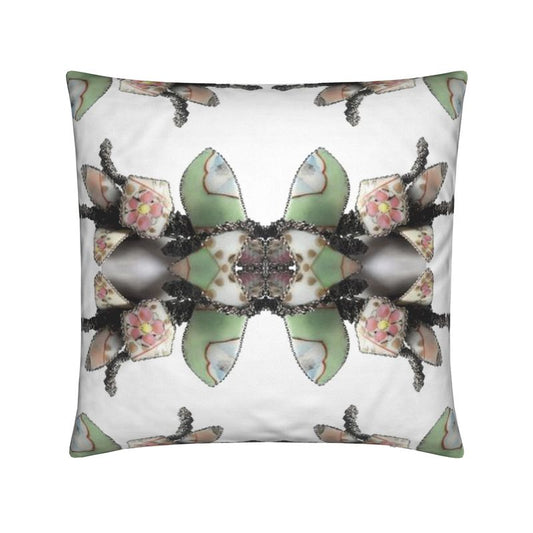 'Blossoms' - Trellis Square Cushion in White