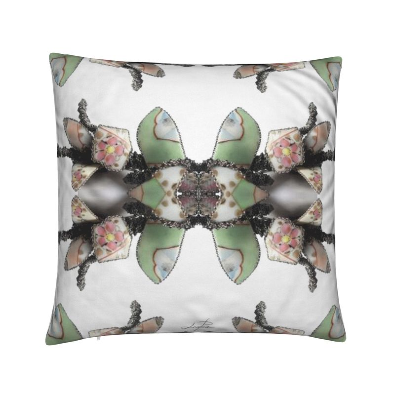'Blossoms' - Trellis Square Cushion in White