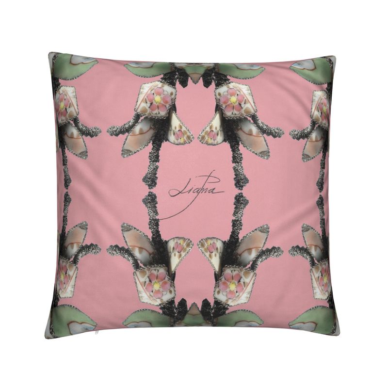 'Blossoms' - Trellis Square Cushion in Candy Pink