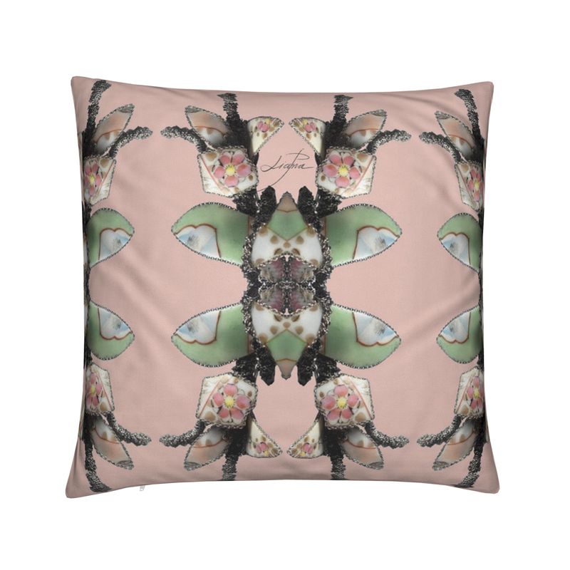 'Blossoms' - Trellis Square Cushion in Powder Pink