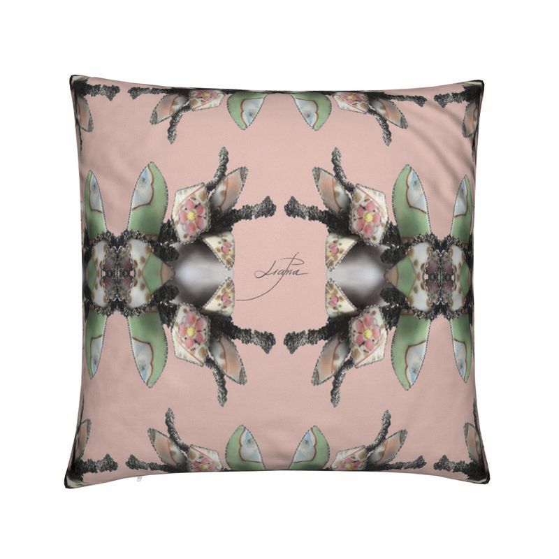 'Blossoms' - Trellis Square Cushion in Powder Pink