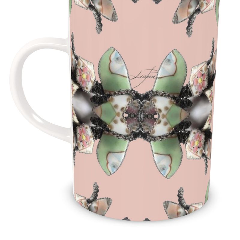 'Blossoms' - Bone China Mug in Powder Pink