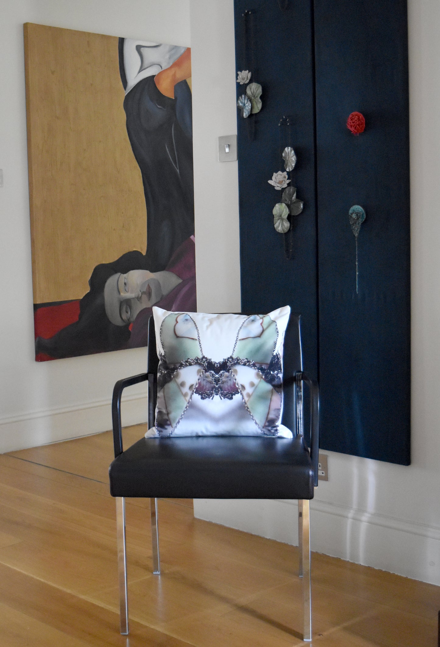 'Blossoms' - Kaleidoscope Square Cushion in White